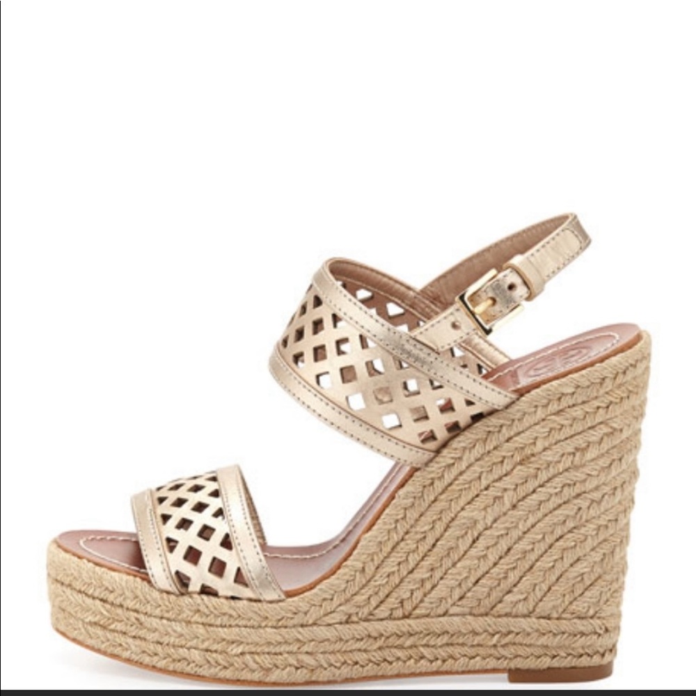 Tory Burch Lattice Perforated Wedge Sandal
